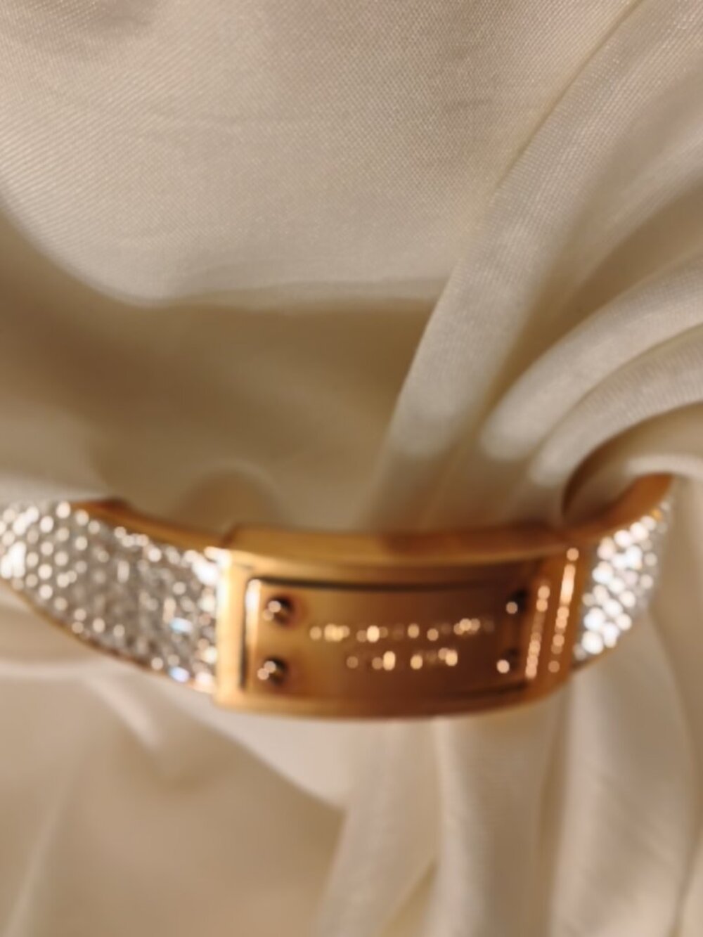 Michael Kors Pave Crystal Logo Hinged Bracelet